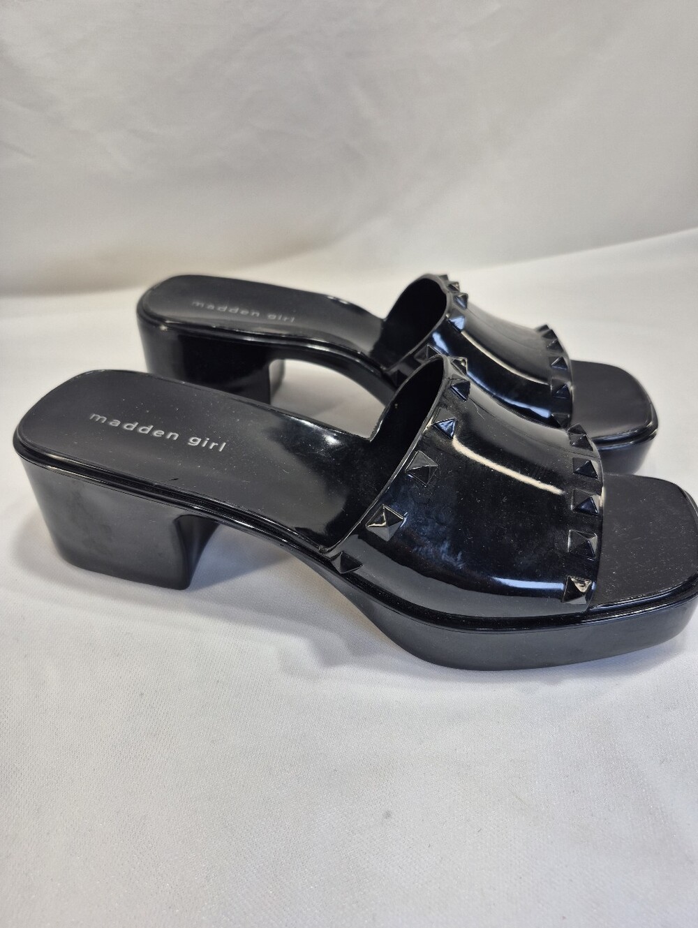 Madden Girl Black Studded Slide Sandals